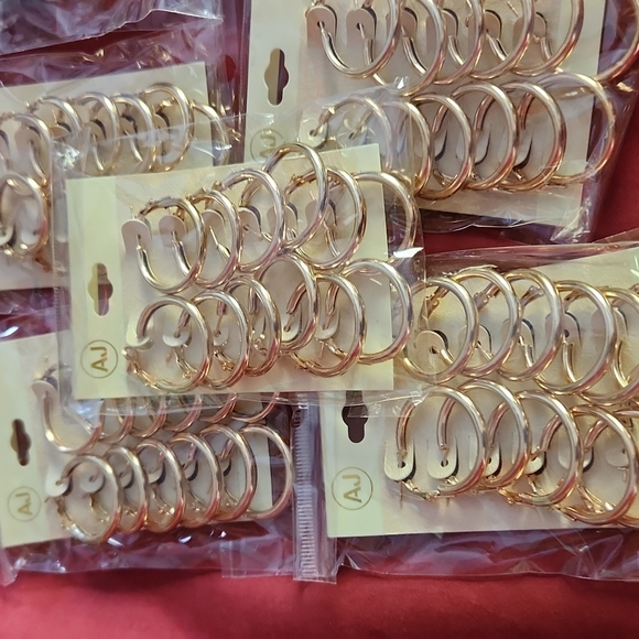 Stainless Steel Post Hoop Earrings - 2 large set, 5 - 6 sets of smaller hoops - Picture 2 of 4